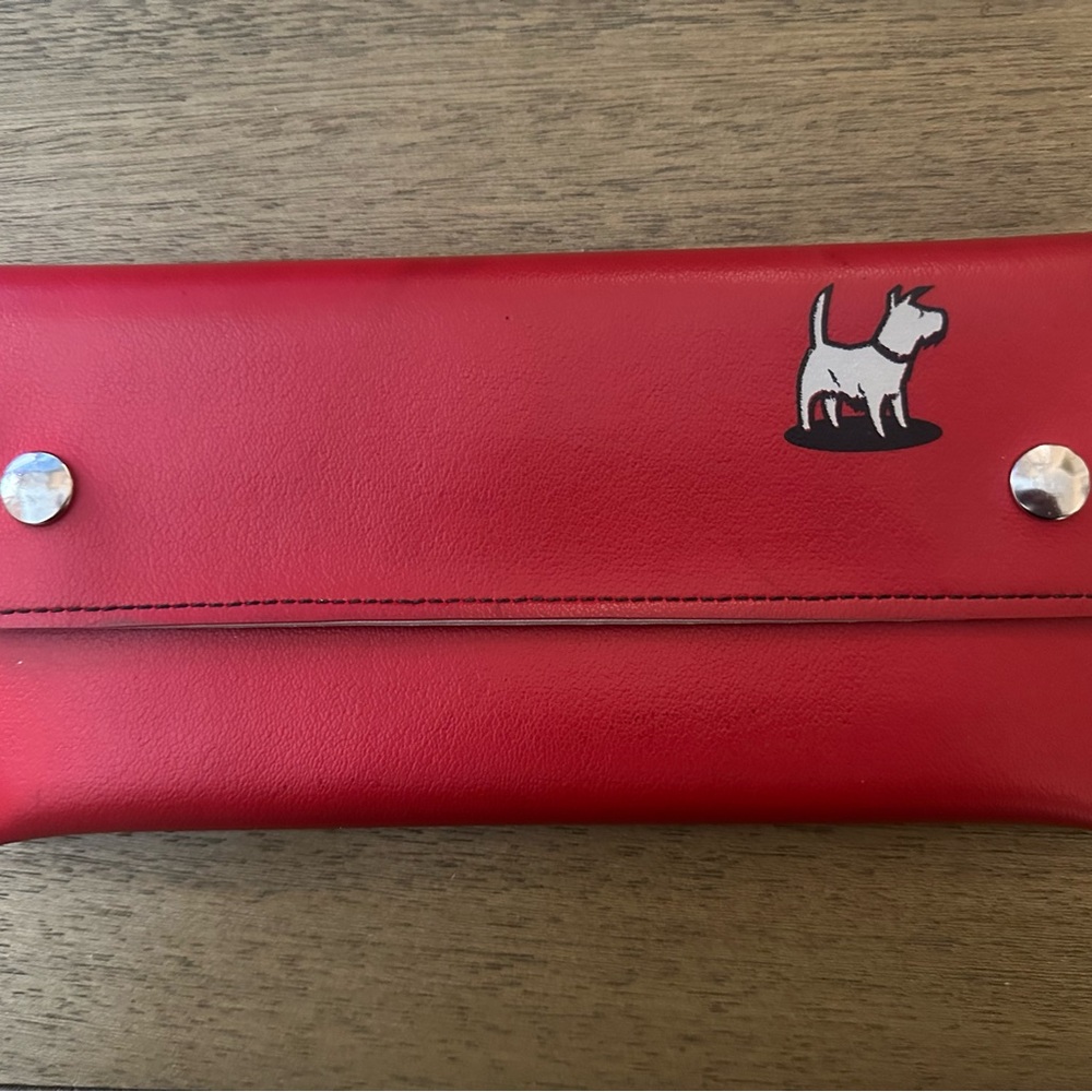 Holly Aiken Eichenberger Cahoots Collab Red Wallet Clutch w/Robot & Dog Design - Picture 2 of 5